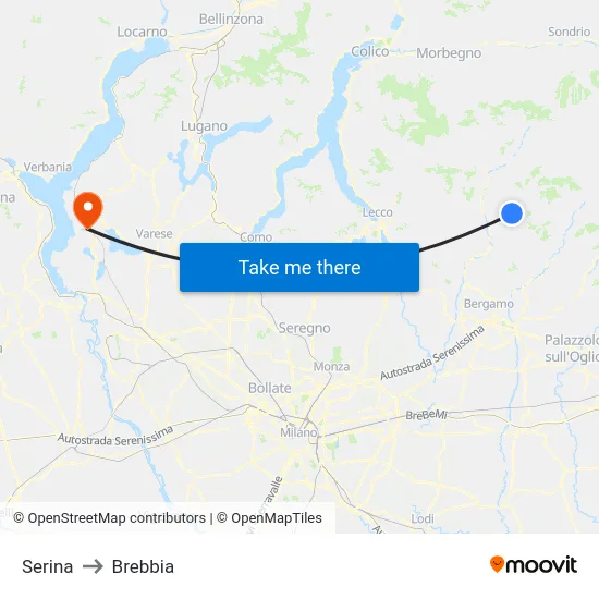 Serina to Brebbia map