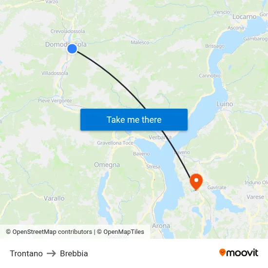 Trontano to Brebbia map