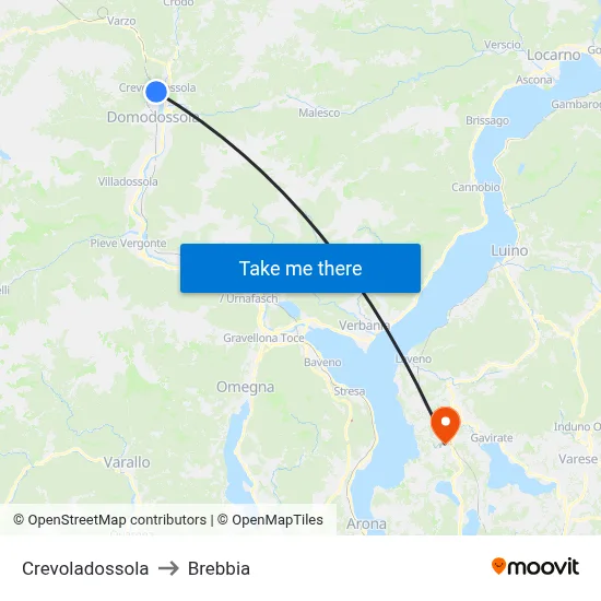 Crevoladossola to Brebbia map