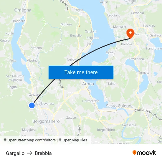 Gargallo to Brebbia map