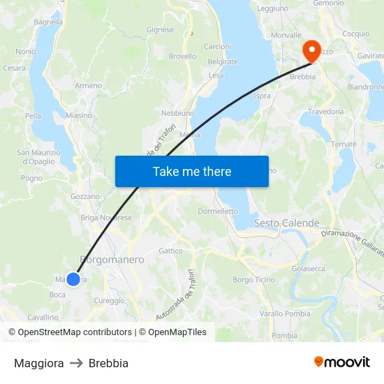 Maggiora to Brebbia map