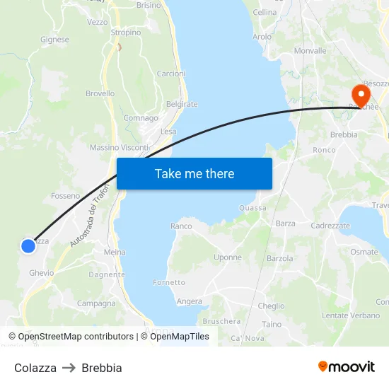 Colazza to Brebbia map