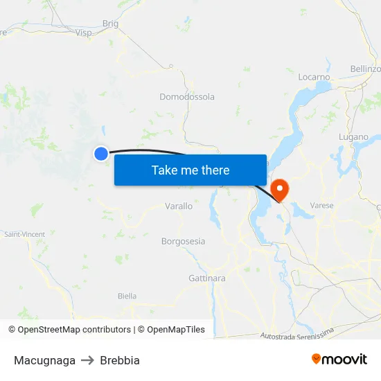 Macugnaga to Brebbia map