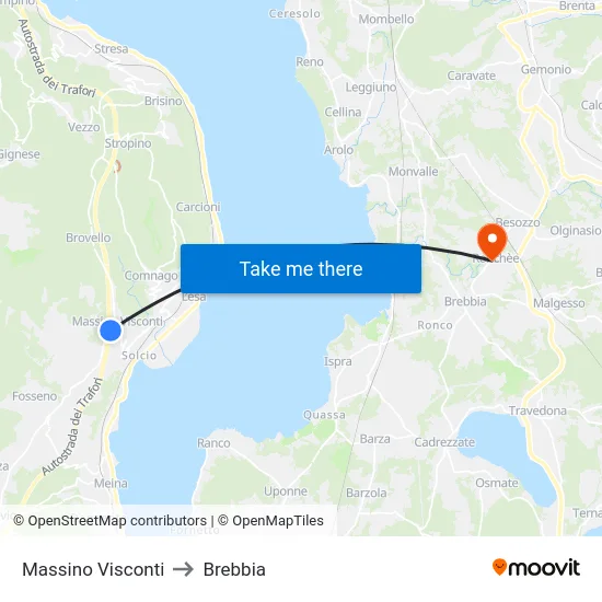 Massino Visconti to Brebbia map