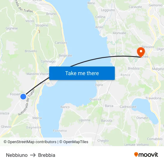 Nebbiuno to Brebbia map