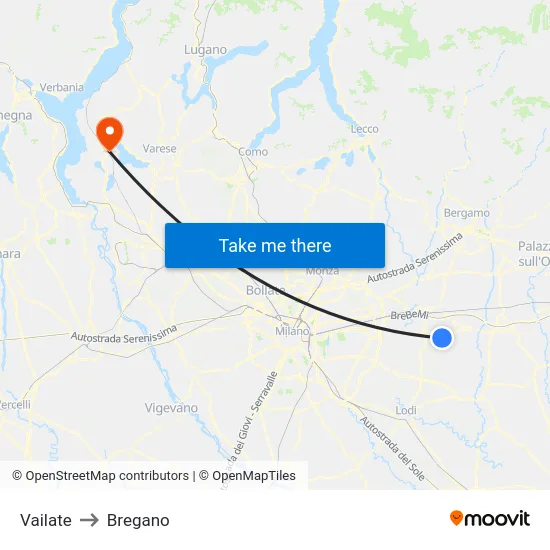 Vailate to Bregano map