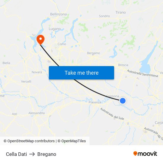 Cella Dati to Bregano map