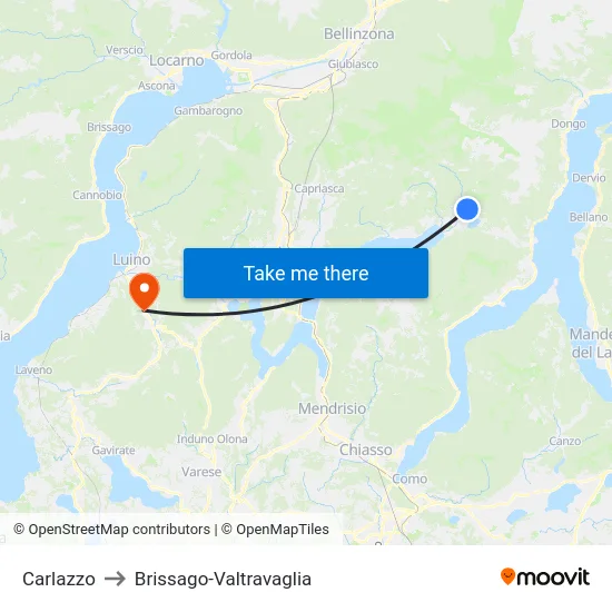 Carlazzo to Brissago-Valtravaglia map