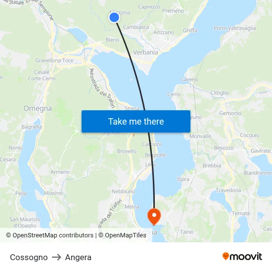 Cossogno to Angera map