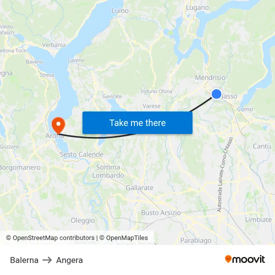 Balerna to Angera map