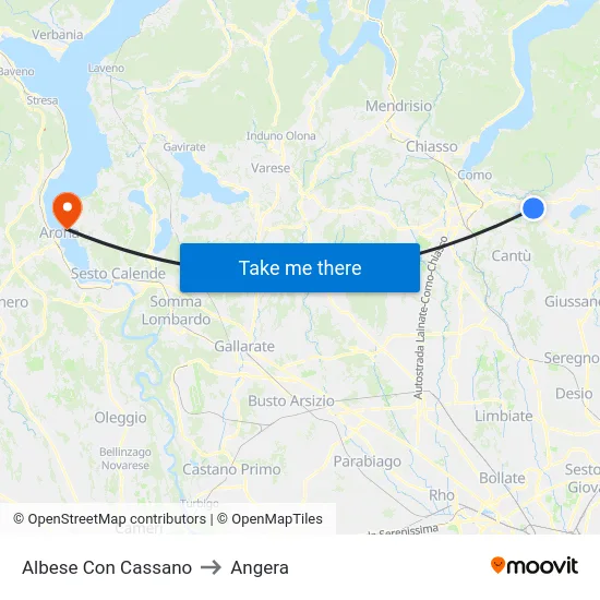 Albese Con Cassano to Angera map