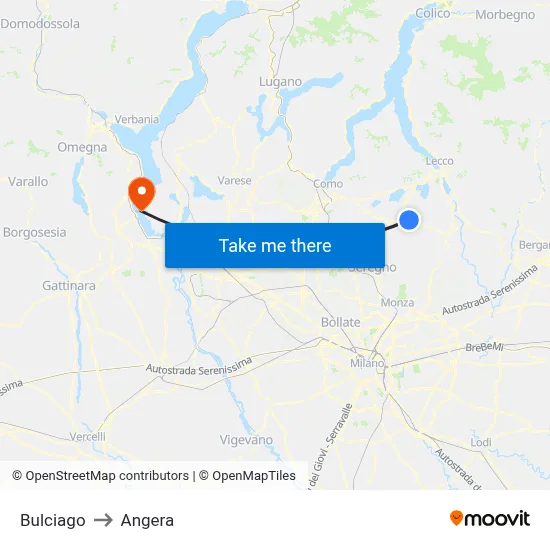 Bulciago to Angera map