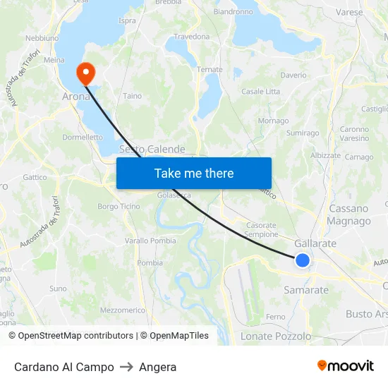 Cardano Al Campo to Angera map