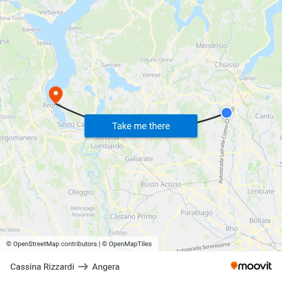 Cassina Rizzardi to Angera map
