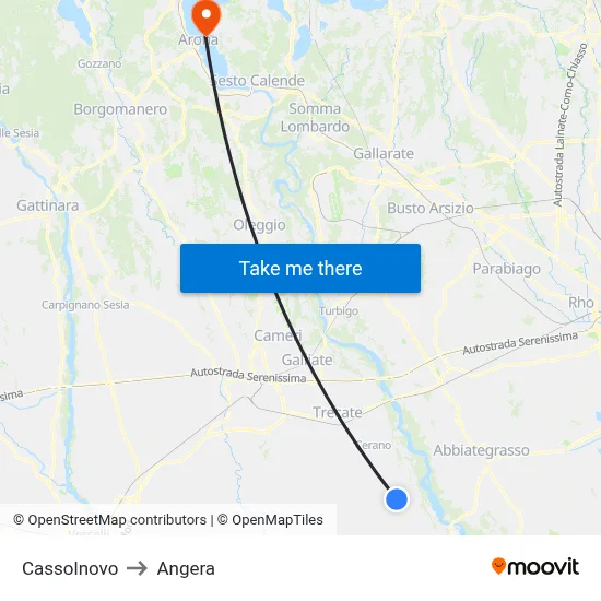 Cassolnovo to Angera map