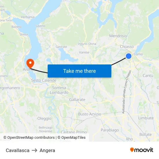 Cavallasca to Angera map