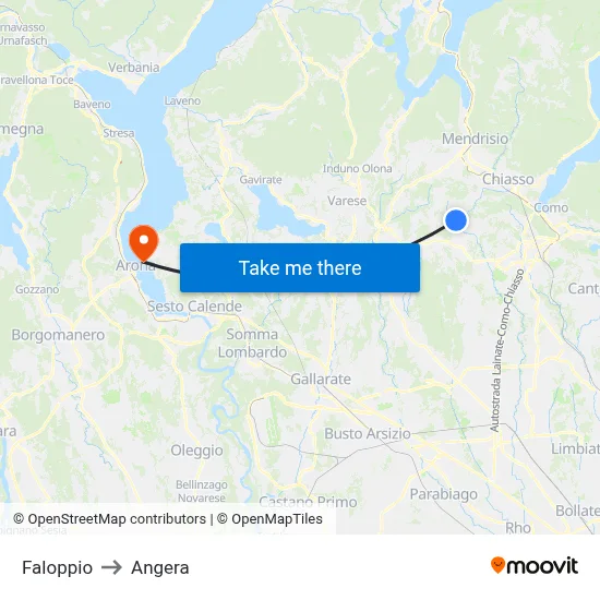 Faloppio to Angera map