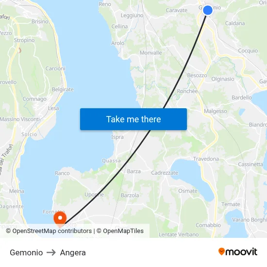 Gemonio to Angera map