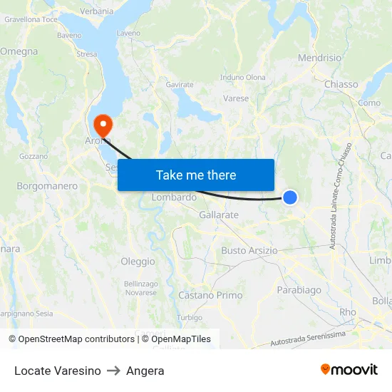 Locate Varesino to Angera map