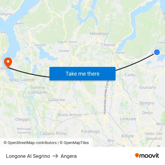 Longone Al Segrino to Angera map