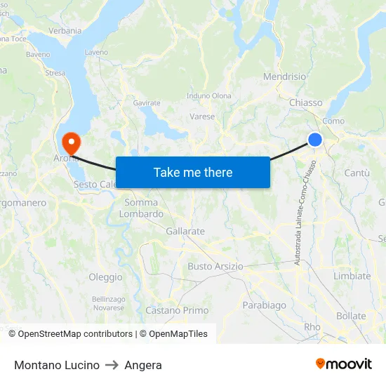 Montano Lucino to Angera map