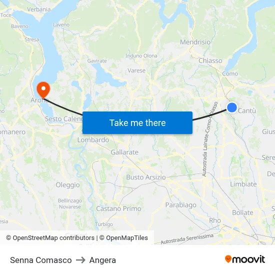 Senna Comasco to Angera map