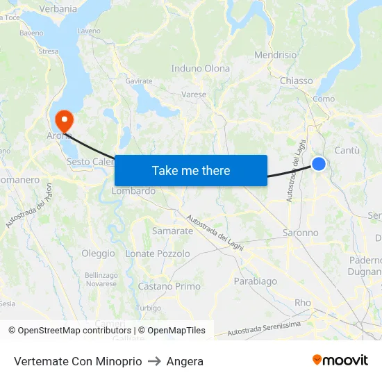 Vertemate Con Minoprio to Angera map