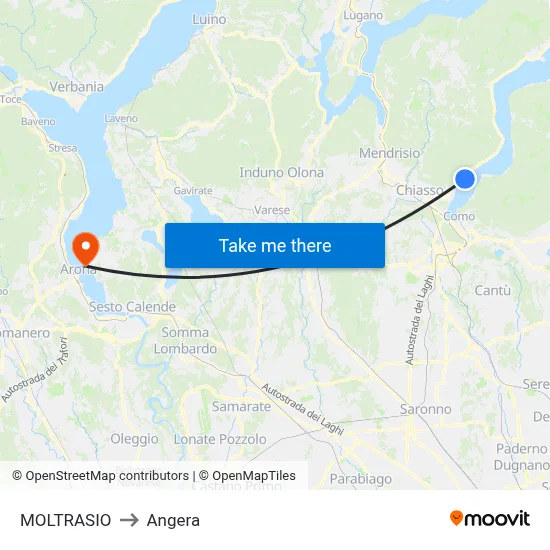 Moltrasio to Angera map
