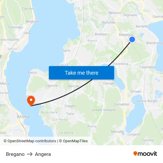 Bregano to Angera map