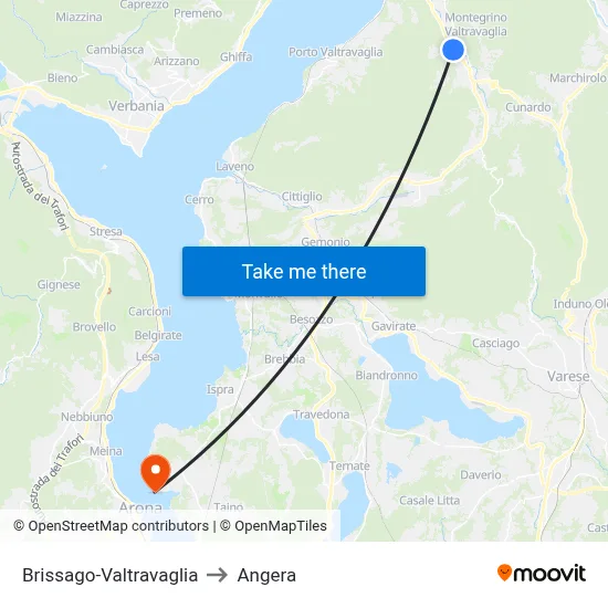 Brissago-Valtravaglia to Angera map