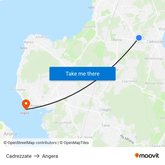 Cadrezzate to Angera map