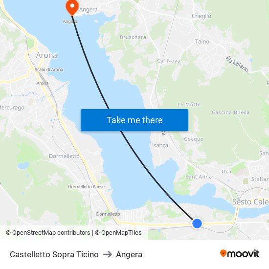 Castelletto Sopra Ticino to Angera map