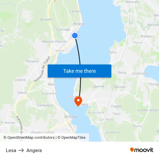 Lesa to Angera map
