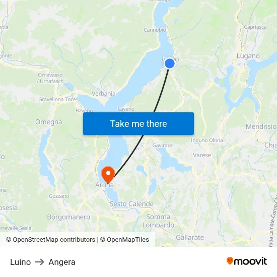 Luino to Angera map