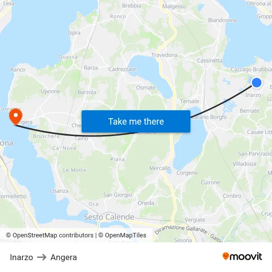 Inarzo to Angera map
