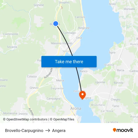 Brovello-Carpugnino to Angera map