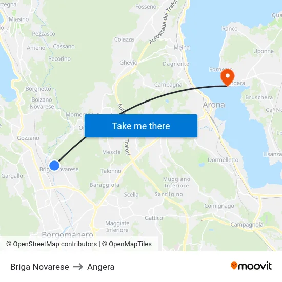 Briga Novarese to Angera map