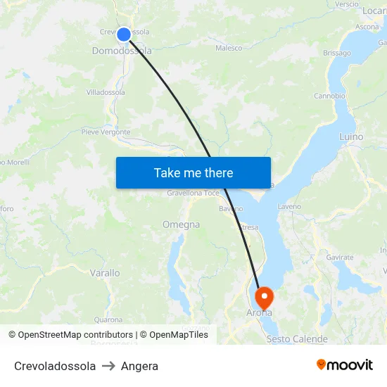Crevoladossola to Angera map