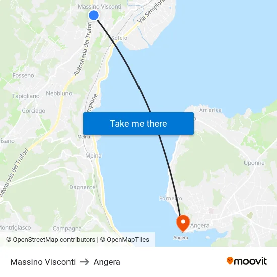 Massino Visconti to Angera map