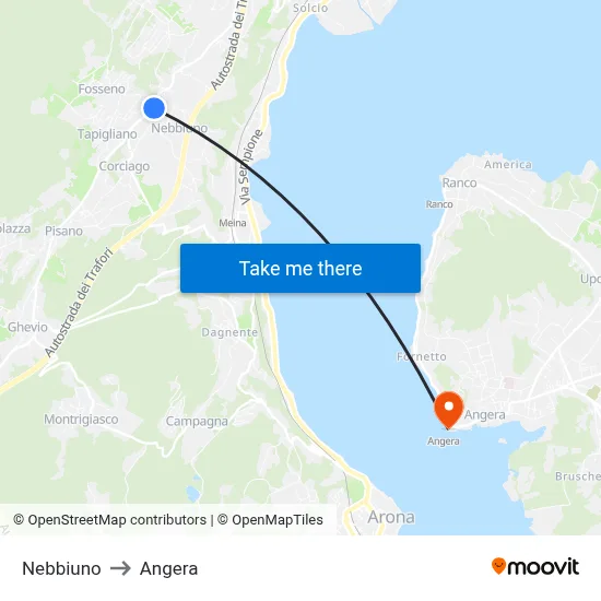 Nebbiuno to Angera map
