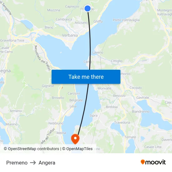 Premeno to Angera map