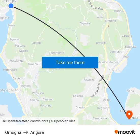 Omegna to Angera map