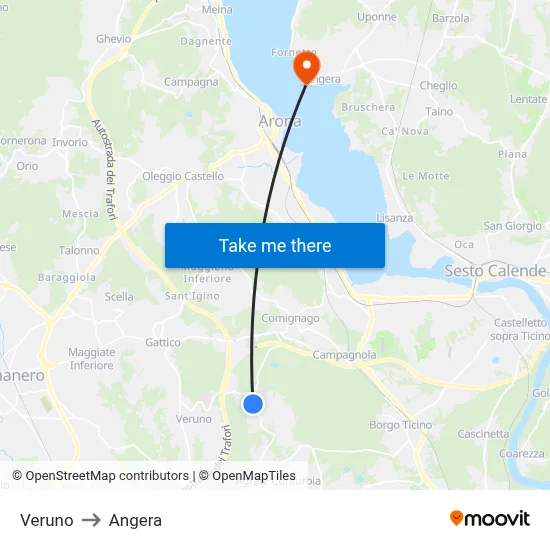 Veruno to Angera map