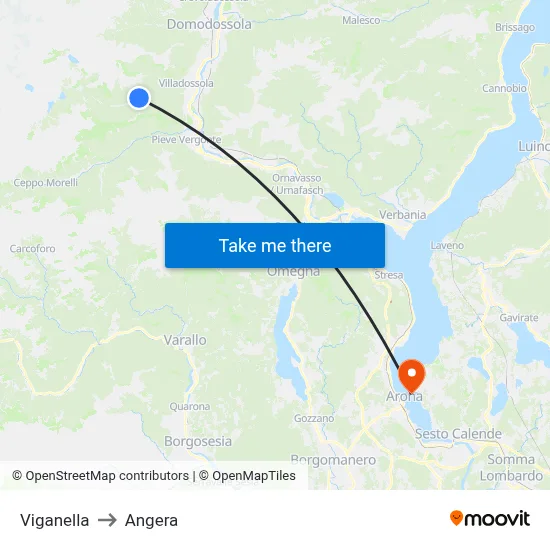Viganella to Angera map