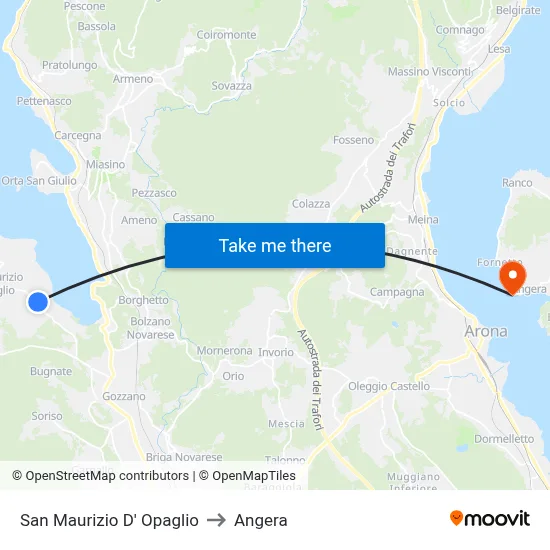 San Maurizio D' Opaglio to Angera map