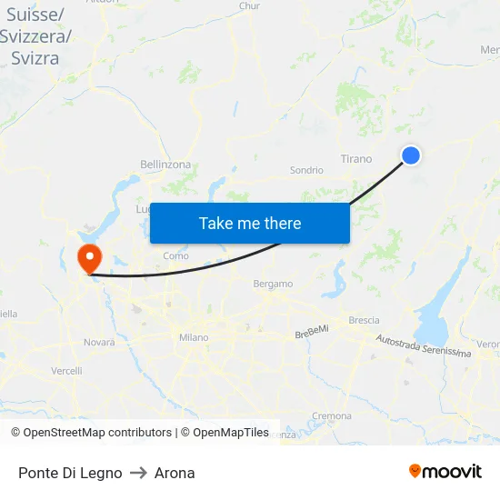 Wooden Bridge to Arona map