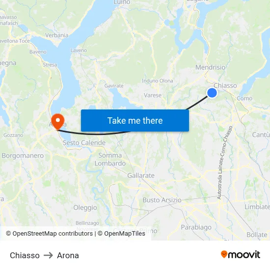 Chiasso to Arona map