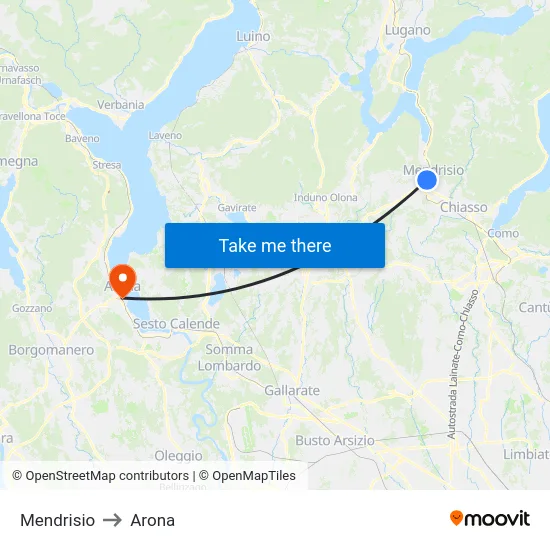 Mendrisio to Arona map