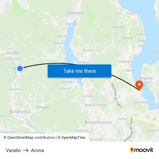 Varallo to Arona map