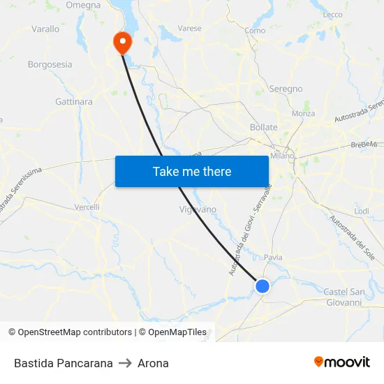 Bastida Pancarana to Arona map
